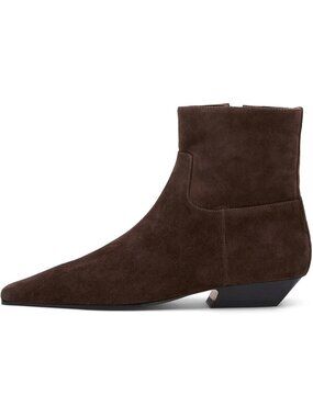 Women's Brown Suede Square Toe Side Zip Short Fashion Dress Low Heel Ankle Boots